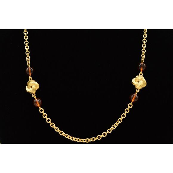 Givenchy Vintage Station Necklace Lucite Brushed Gold Chain Signed NOS 80s Bin2C - Picture 1 of 12
